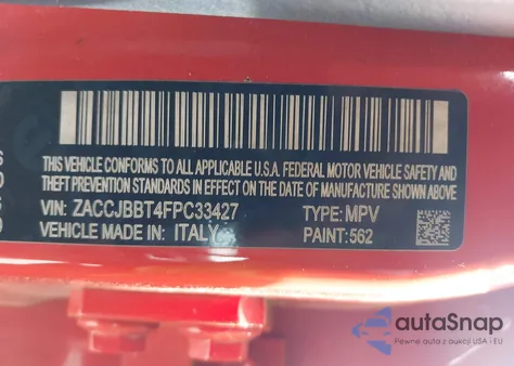 2015 Jeep Renegade Latitude from USA, damaged, VIN ZACCJBBT4FPC33427